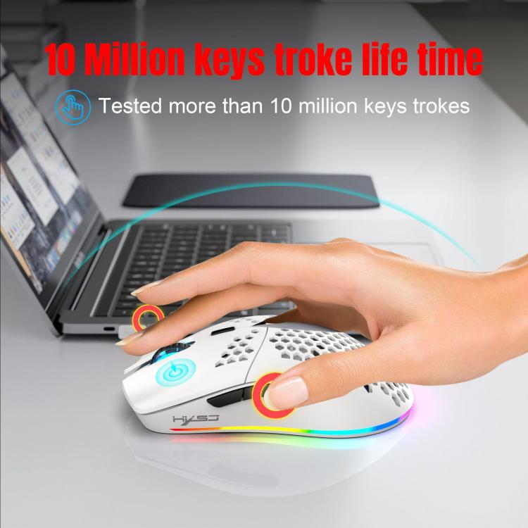 Проводная мышь HXSJ T66 с тремя режимами работы, 2.4G BT5.3, беспроводная, RGB, перезаряжаемая