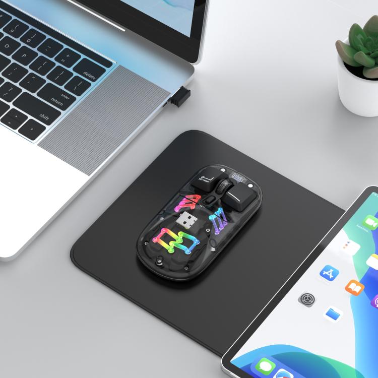 Беспроводная мышь HXSJ T200 Dual Modes 2.4G BT5.0 с прозрачной RGB-подсветкой