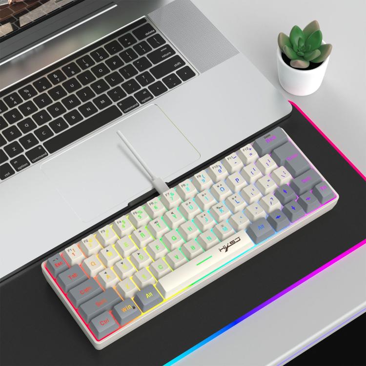 Проводная клавиатура HXSJ V400 с RGB-подсветкой и цветопередачей, мембранная, 63 клавиши, длина кабеля: 1,7 м