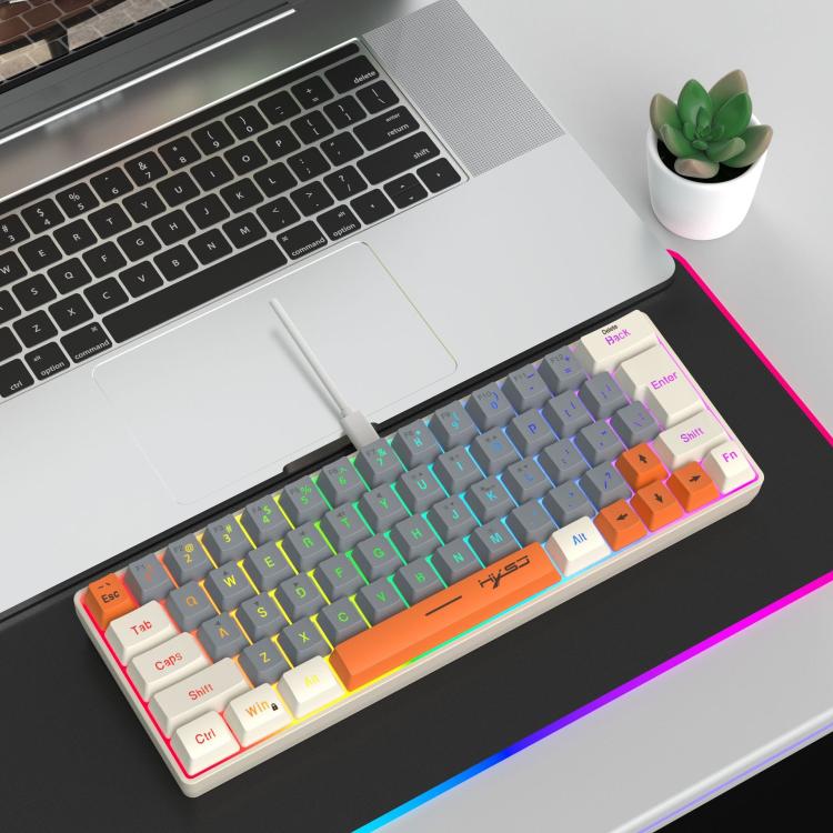 Проводная клавиатура HXSJ V400 с RGB-подсветкой и цветопередачей, мембранная, 63 клавиши, длина кабеля: 1,7 м