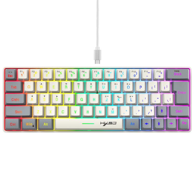 Проводная клавиатура HXSJ V400 с RGB-подсветкой и цветопередачей, мембранная, 63 клавиши, длина кабеля: 1,7 м