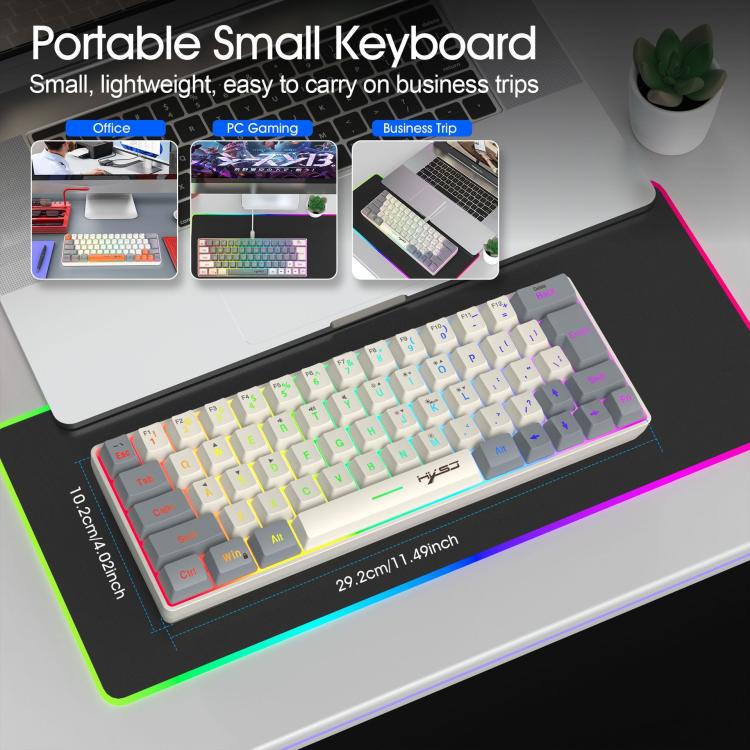 Проводная клавиатура HXSJ V400 с RGB-подсветкой и цветопередачей, мембранная, 63 клавиши, длина кабеля: 1,7 м