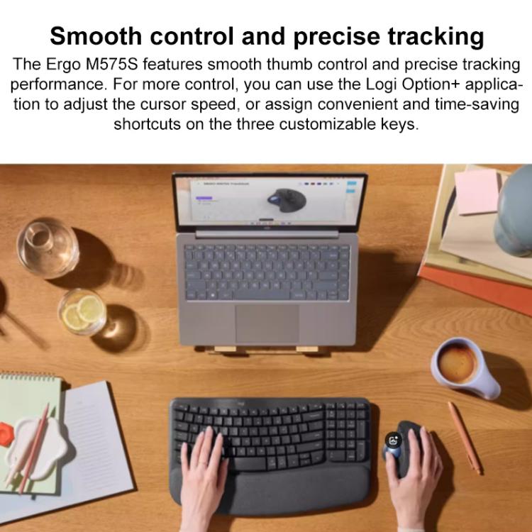 Logitech ERGO M575S kursorbumba, profesionāla CAD darba bezvadu Bluetooth pele