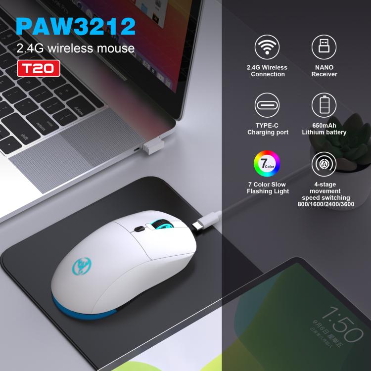 HXSJ T20 2,4 GHz uzlādējama bezvadu pele