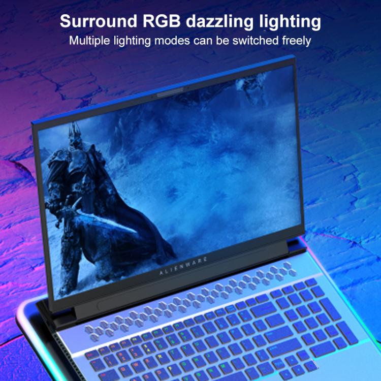 NUOXI F36-5 6 ātrumu regulējams klēpjdatora dzesētājs ar 5 ventilatoriem un RGB