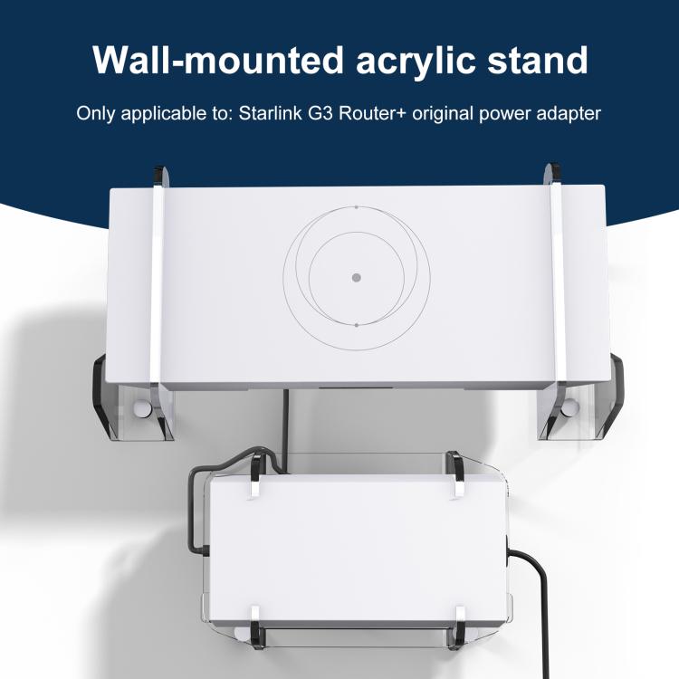 Starlink Gen 3 maršrutētājam paredzēts atdalāms akrila sienas stiprinājums