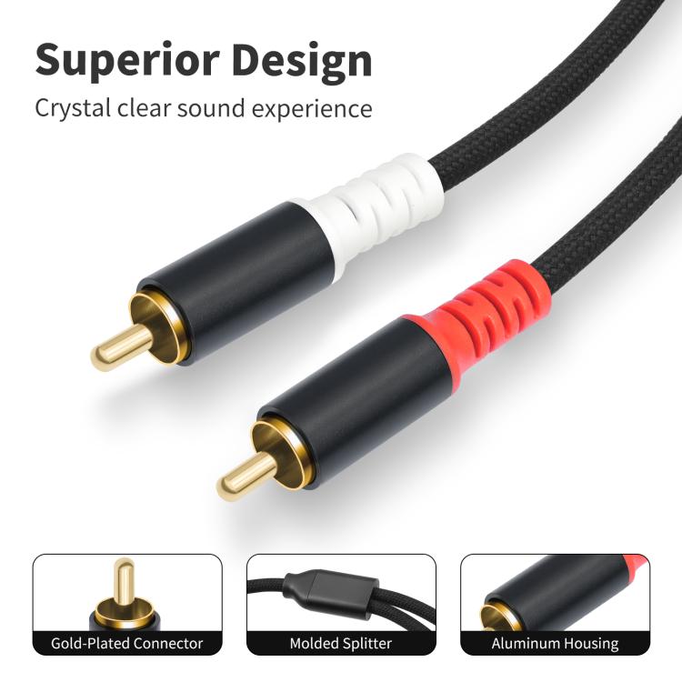2 RCA vīriešu un 2 RCA vīriešu audio kabelis