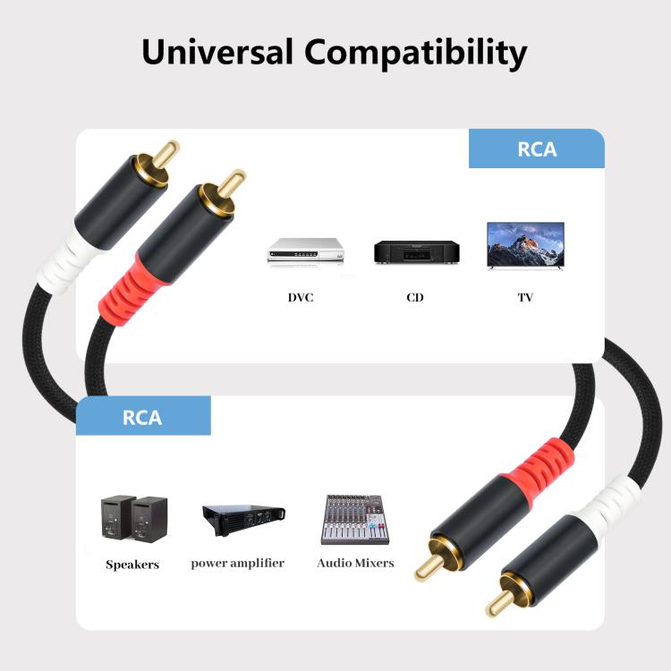 2 RCA vīriešu un 2 RCA vīriešu audio kabelis