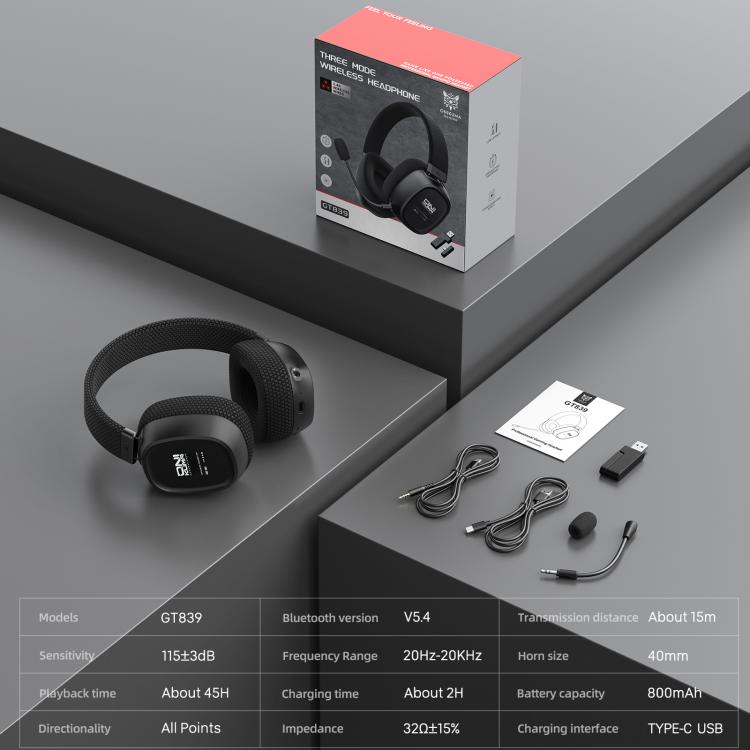 ONIKUMA GT839 Bluetooth 5.4 2.4G vadu e-sporta spēļu austiņas