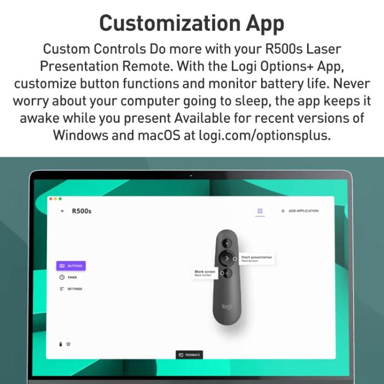 Logitech R500s lāzera bezvadu viedās prezentācijas tālvadības pults