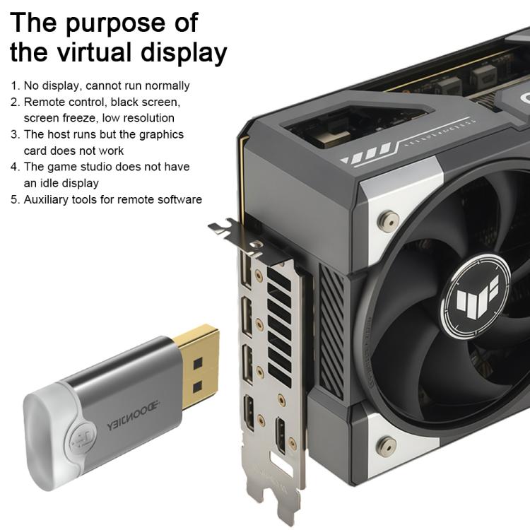 Видеокарта с интерфейсом DisplayPort DOONJIEY, спуфер, эмулятор дисплея, виртуальный монитор со световым индикатором