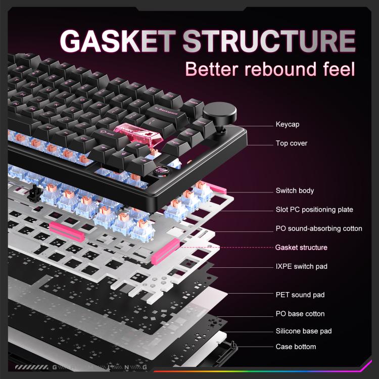 ONIKUMA MT706 81-Keys Hot Swappable Triple Mode Mechanical Keyboard