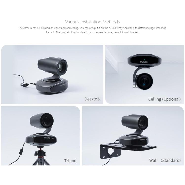 FEELWORLD 4K10X 4K PTZ Camera 10X Optical Zoom AI Tracking HDMI-compatible USB IP Remote Control