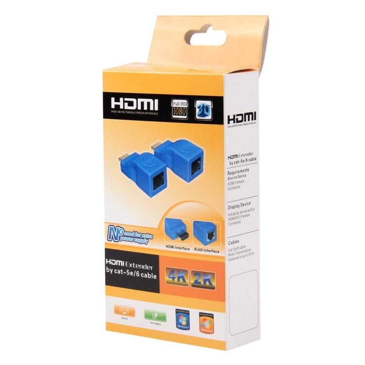 Удлинительный адаптер HDMI - RJ45 (приемник и передатчик) по кабелю Cat-5e/6, дальность передачи: 30 м