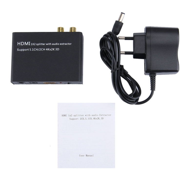Разветвитель HDMI 1x2 с аудиоэкстрактором, поддержка 5.1CH / 2CH, 4Kx2K, 3D