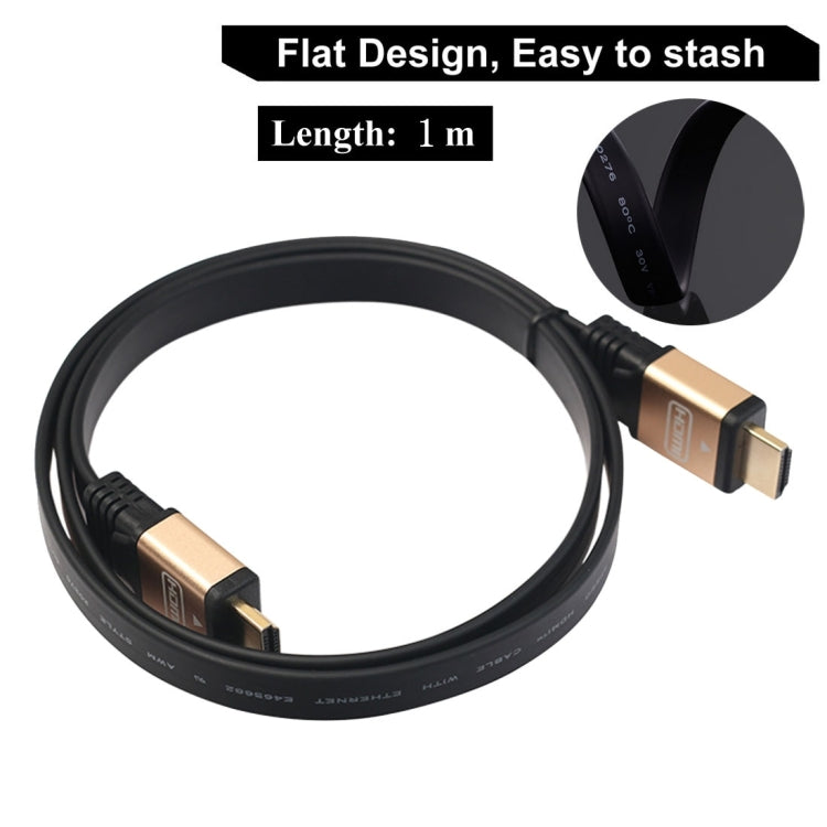 1 м HDMI 2.0 (4K) 30AWG высокоскоростной 18 Гбит/с позолоченный плоский кабель HDMI-HDMI-штекер