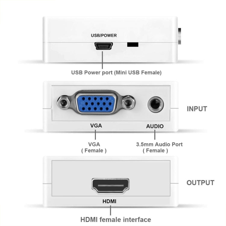 HOWEI HW-2107 HD 1080P Mini VGA - HDMI Scaler Box Аудио Видео Цифровой Преобразователь