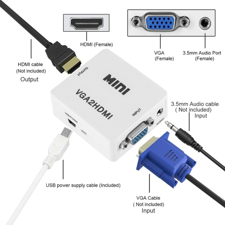 HOWEI HW-2107 HD 1080P Mini VGA - HDMI Scaler Box Аудио Видео Цифровой Преобразователь