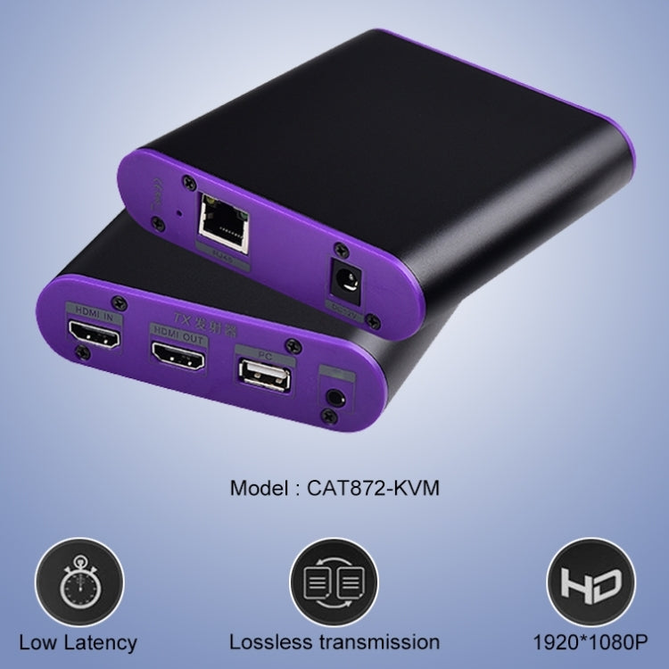 Удлинитель HDMI CAT872-KVM (приемник и передатчик) по кабелю CAT5e/CAT6 с портом USB и функцией KVM, дальность передачи: 200 м