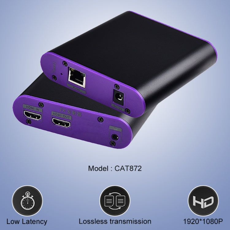 Удлинитель HDMI CAT872 (приемник и передатчик) по кабелю CAT5e/CAT6, дальность передачи: 200 м