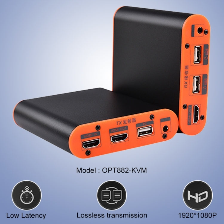 Удлинитель HDMI OPT882-KVM (приемник и передатчик), оптоволоконный удлинитель с портом USB и функцией KVM, дальность передачи: 20 км