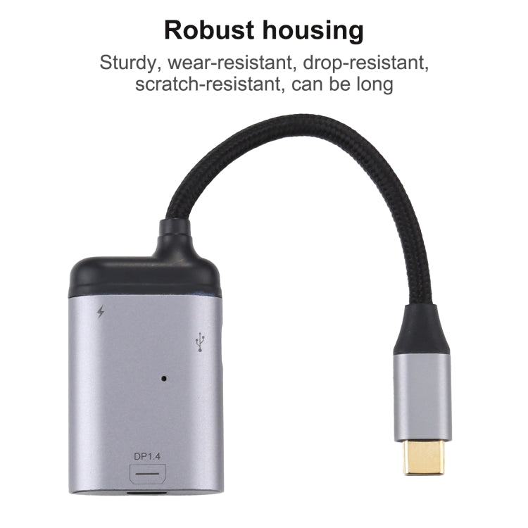 4K USB-C / Type-C uz Mini DisplayPort 1.4 + PD datu sinhronizācijas adaptera kabelis
