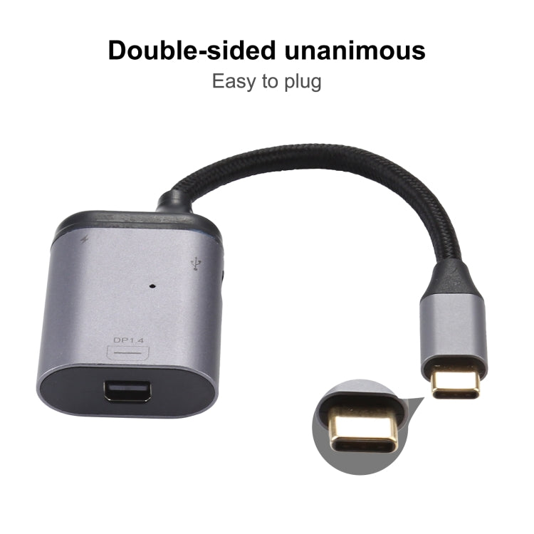 4K USB-C / Type-C uz Mini DisplayPort 1.4 + PD datu sinhronizācijas adaptera kabelis