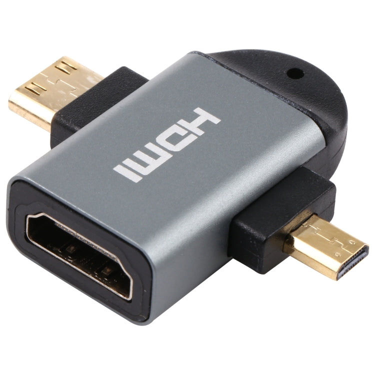 Позолоченный адаптер 2 в 1 Mini HDMI (штекер) + Micro HDMI (штекер) - HDMI (гнездо)