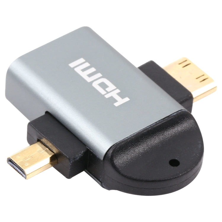 Позолоченный адаптер 2 в 1 Mini HDMI (штекер) + Micro HDMI (штекер) - HDMI (гнездо)