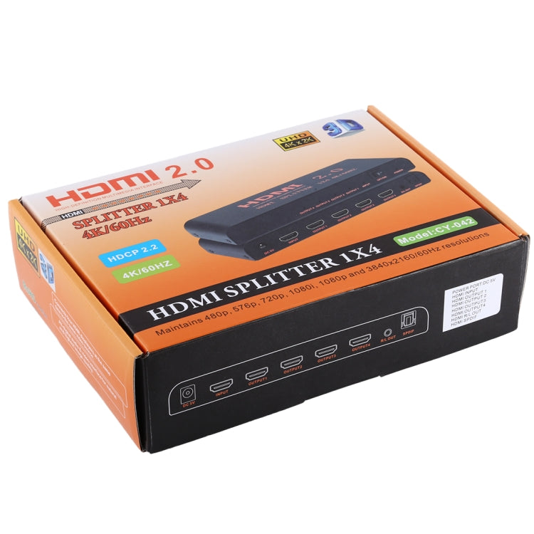 Разветвитель HDMI 2.0 4K/60 Гц CY-042 1X4, вилка ЕС