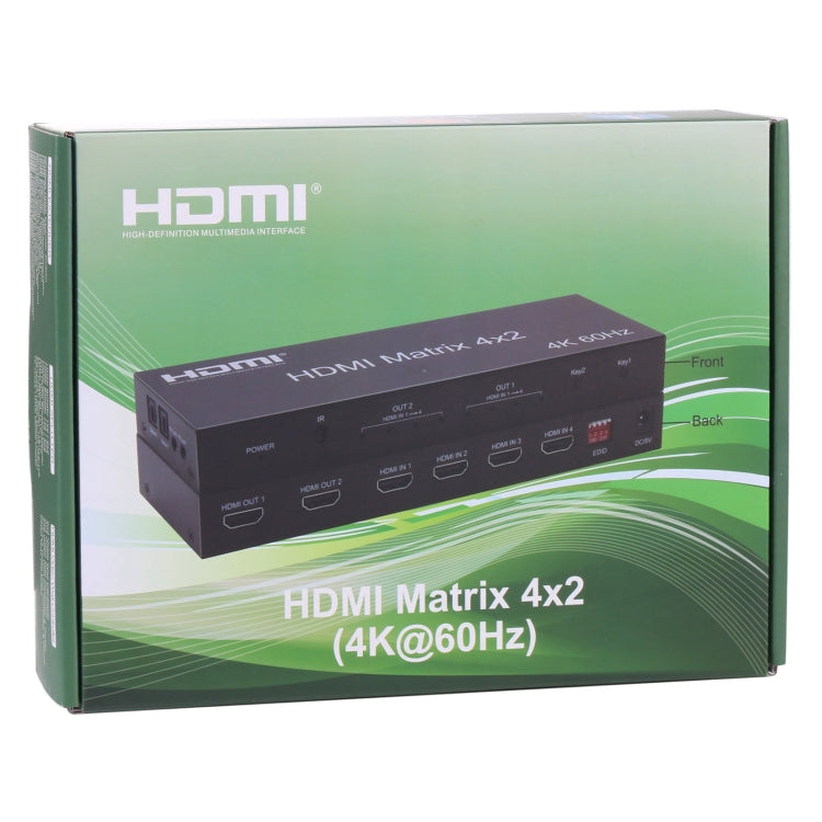 Матричный коммутатор/разветвитель HDMI 4x2 с пультом дистанционного управления, поддержка ARC/MHL/4Kx2K/3D, 4 порта HDMI на входе, 2 порта HDMI на выходе