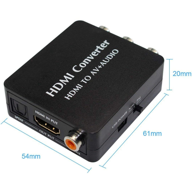 Аудиоконвертер HDMI в AV с поддержкой коаксиального аудиосигнала SPDIF, композитного видеосигнала NTSC PAL, адаптера HDMI в 3RCA для телевизора/ПК/PS3/Blue-ray DVD