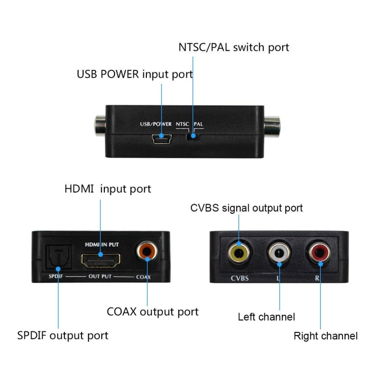 Аудиоконвертер HDMI в AV с поддержкой коаксиального аудиосигнала SPDIF, композитного видеосигнала NTSC PAL, адаптера HDMI в 3RCA для телевизора/ПК/PS3/Blue-ray DVD