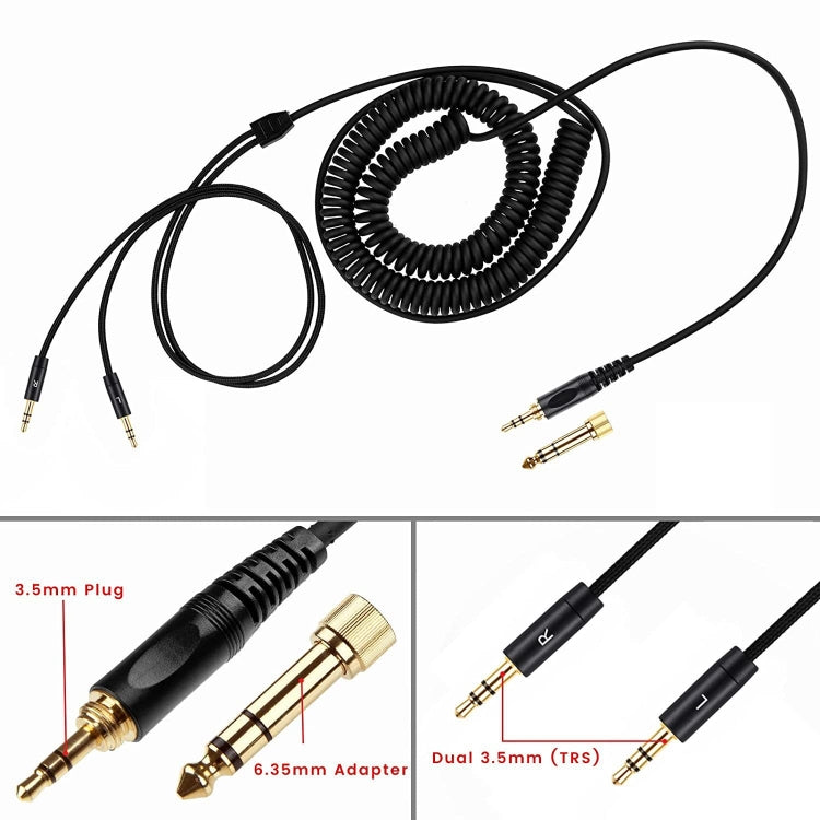 ZS0227 Двойной пружинный аудиокабель для наушников 3,5 мм для Denon AH-D7100 7200 D600 D9200 5200