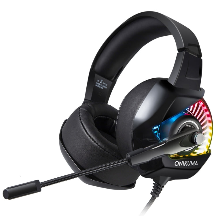 ONIKUMA K6 austiņas ar mikrofonu, RGB apgaismojumu un basu, stereo telpisko skaņu un aiz ausīm