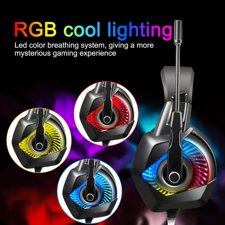 ONIKUMA K6 austiņas ar mikrofonu, RGB apgaismojumu un basu, stereo telpisko skaņu un aiz ausīm