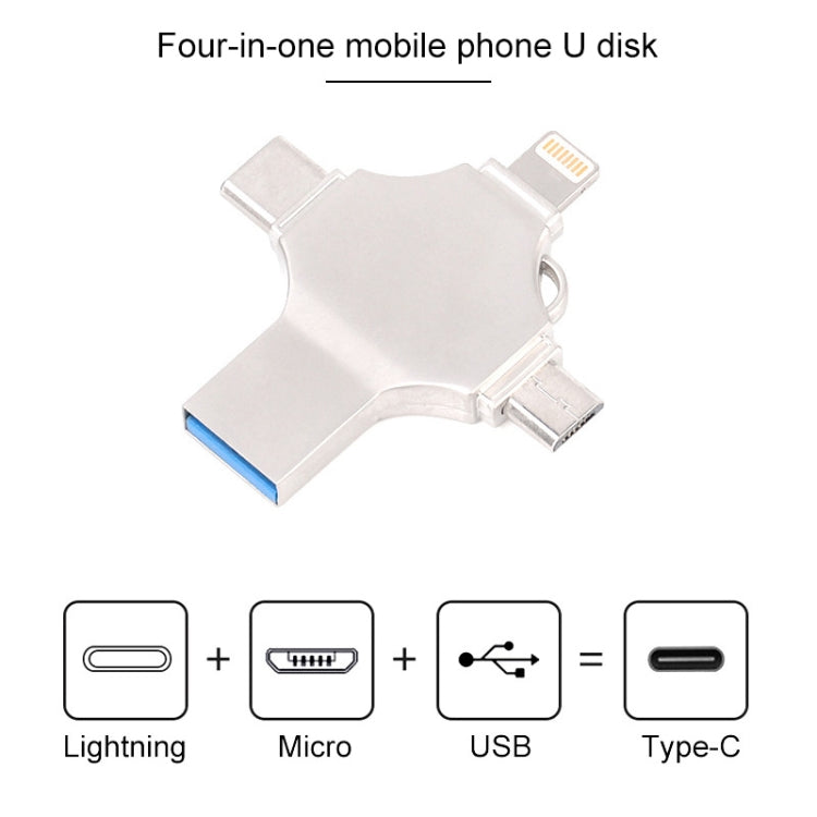 Cross 4 in 1 16GB 8 Pin + Micro USB + USB-C / Type-C + USB 3.0 Metal Flash Disk