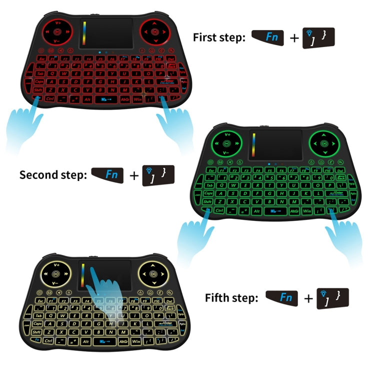Беспроводная мини-клавиатура Air Mouse MT08 2,4 ГГц с цветной подсветкой, сенсорной панелью и управлением мультимедиа для ПК и телевизора
