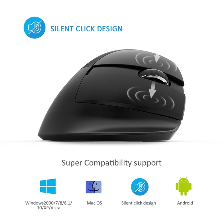 DELUX M618 Mini 2.4G беспроводная 2400 точек на дюйм USB перезаряжаемая эргономичная вертикальная мышь