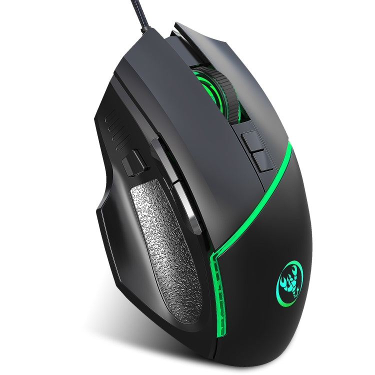 Проводная игровая мышь HXSJ A876 с цветной синхронной подсветкой, разрешением 6400 точек на дюйм, регулируемой подсветкой, длина: 150 см