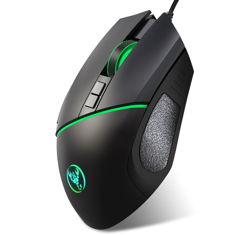 Проводная игровая мышь HXSJ A876 с цветной синхронной подсветкой, разрешением 6400 точек на дюйм, регулируемой подсветкой, длина: 150 см