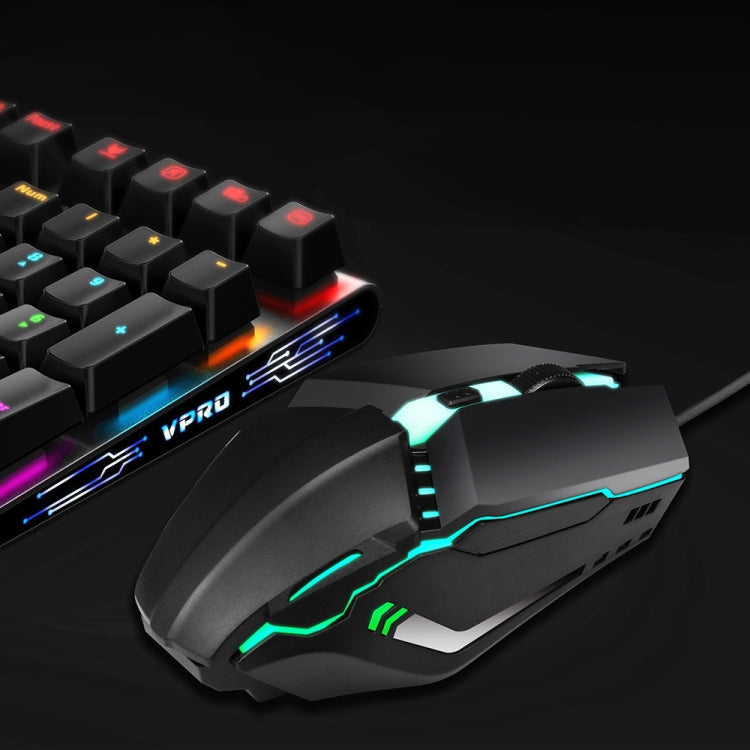 Проводная игровая мышь HXSJ S200 USB2.0 с разрешением 1600 точек на дюйм, регулируемая, с 4 клавишами, цветная, светящаяся, длина: 1,5 м