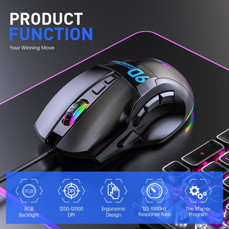 MKESPN X10 9-кнопочная RGB проводная полноскоростная игровая мышь с макроопределением
