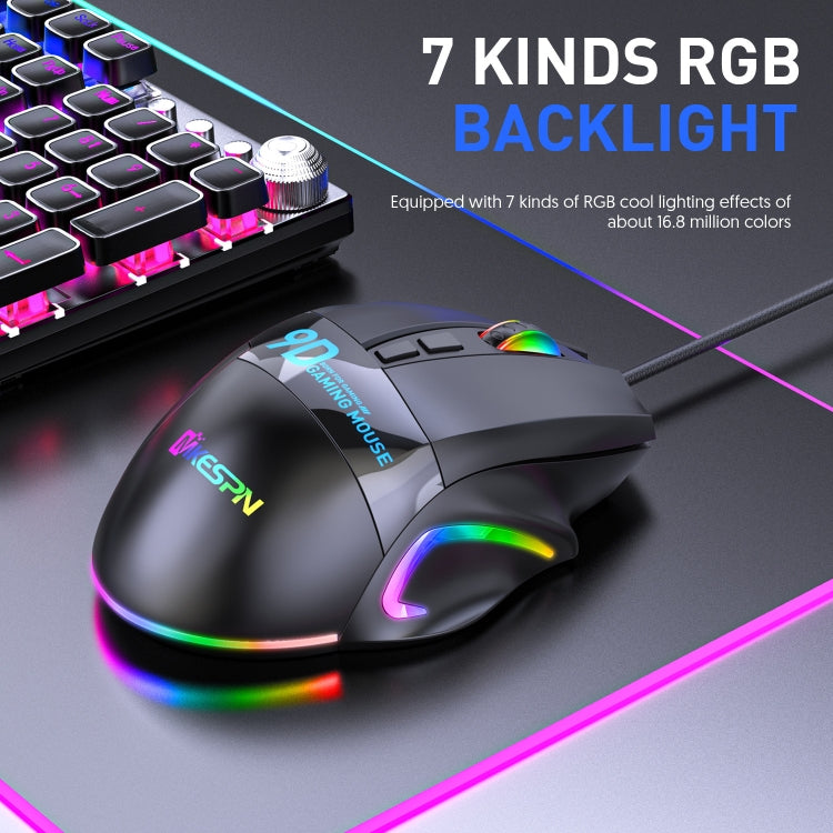 MKESPN X10 9-кнопочная RGB проводная полноскоростная игровая мышь с макроопределением
