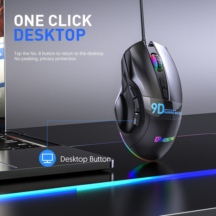 MKESPN X10 9-кнопочная RGB проводная полноскоростная игровая мышь с макроопределением