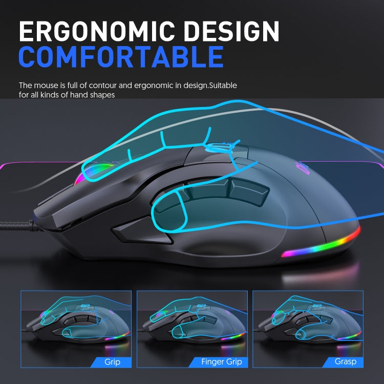 MKESPN X10 9-кнопочная RGB проводная полноскоростная игровая мышь с макроопределением