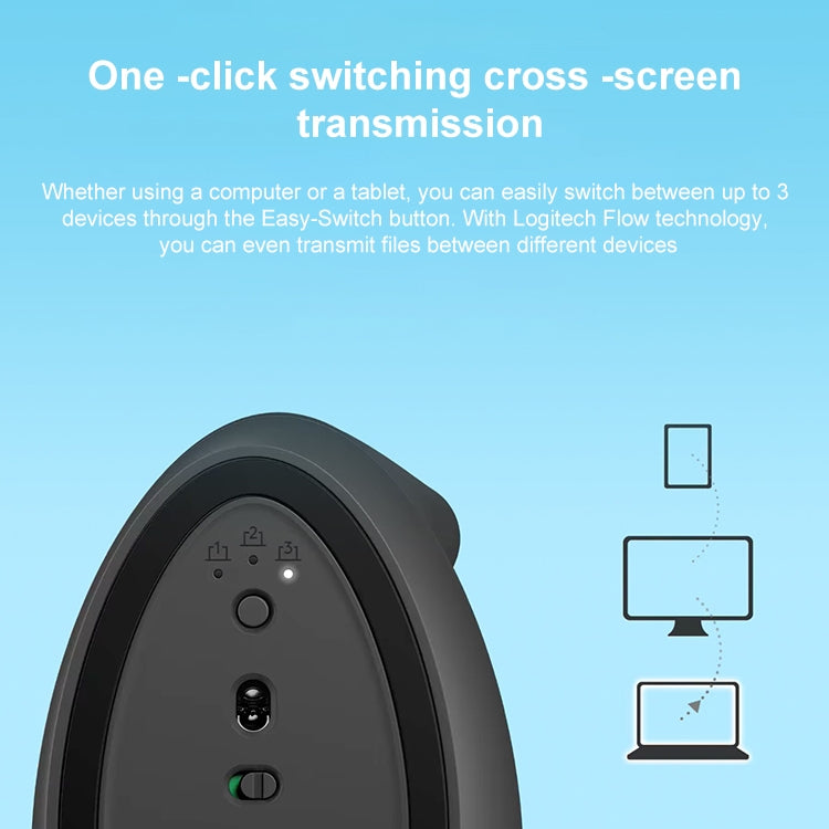 Беспроводная двухрежимная мышь Logitech Lift Vertical с разрешением 1000 точек на дюйм и частотой 2,4 ГГц