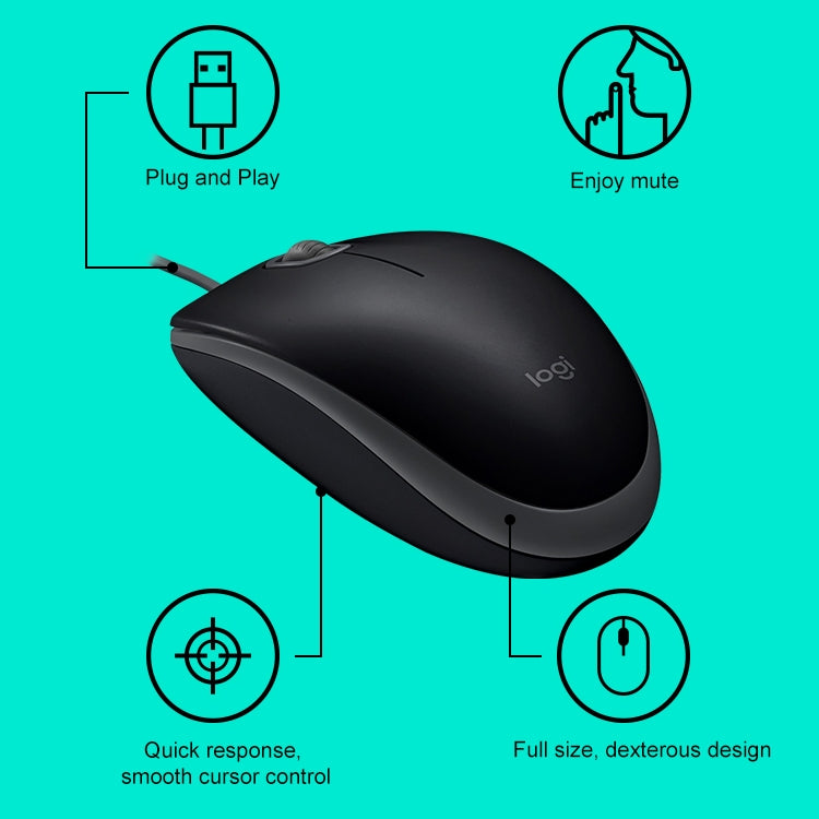 Проводная мышь Logitech M110 1000 точек на дюйм, бесшумная USB-мышь