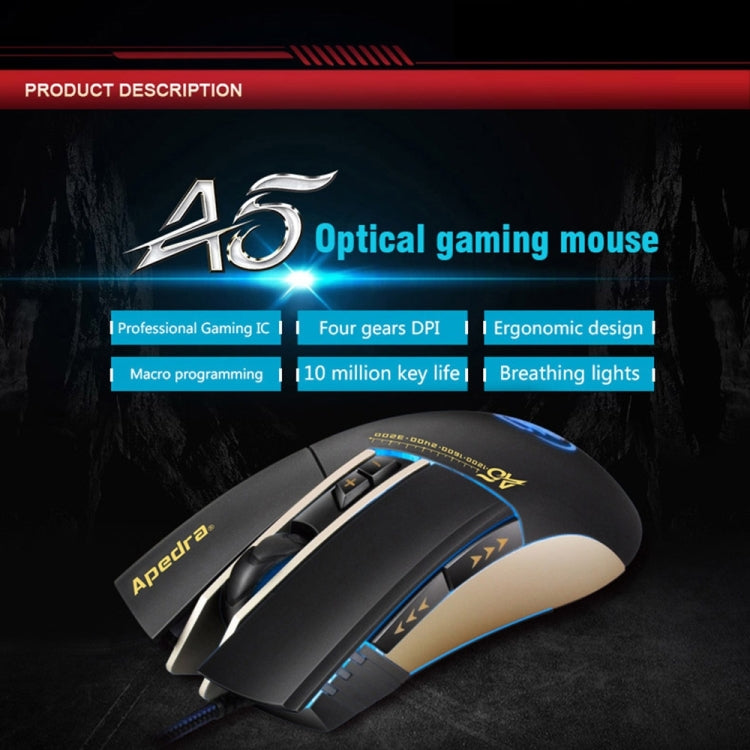 Apedra iMICE A5 High Precision Gaming Mouse LED four color controlled breathing light USB 7 Buttons 3200 DPI Wired Optical Gaming Mouse for Computer PC Laptop