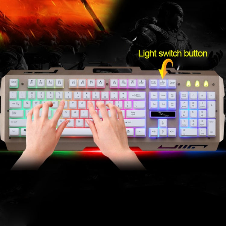 ZGB G700 104 taustiņu USB vadu mehāniskā sajūta mirdzoša metāla paneļa piekares spēļu tastatūra ar tālruņa turētāju